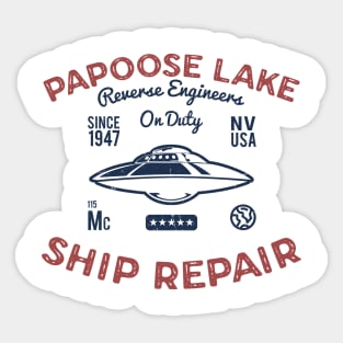 Flying Saucer Papoose Lake Ship Repair Funny UFO Sticker